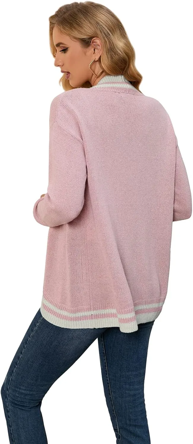 Sanifer Women's Casual Long Sleeve Loose Knit Open Front Sweater Cardigan Coat Outerwear