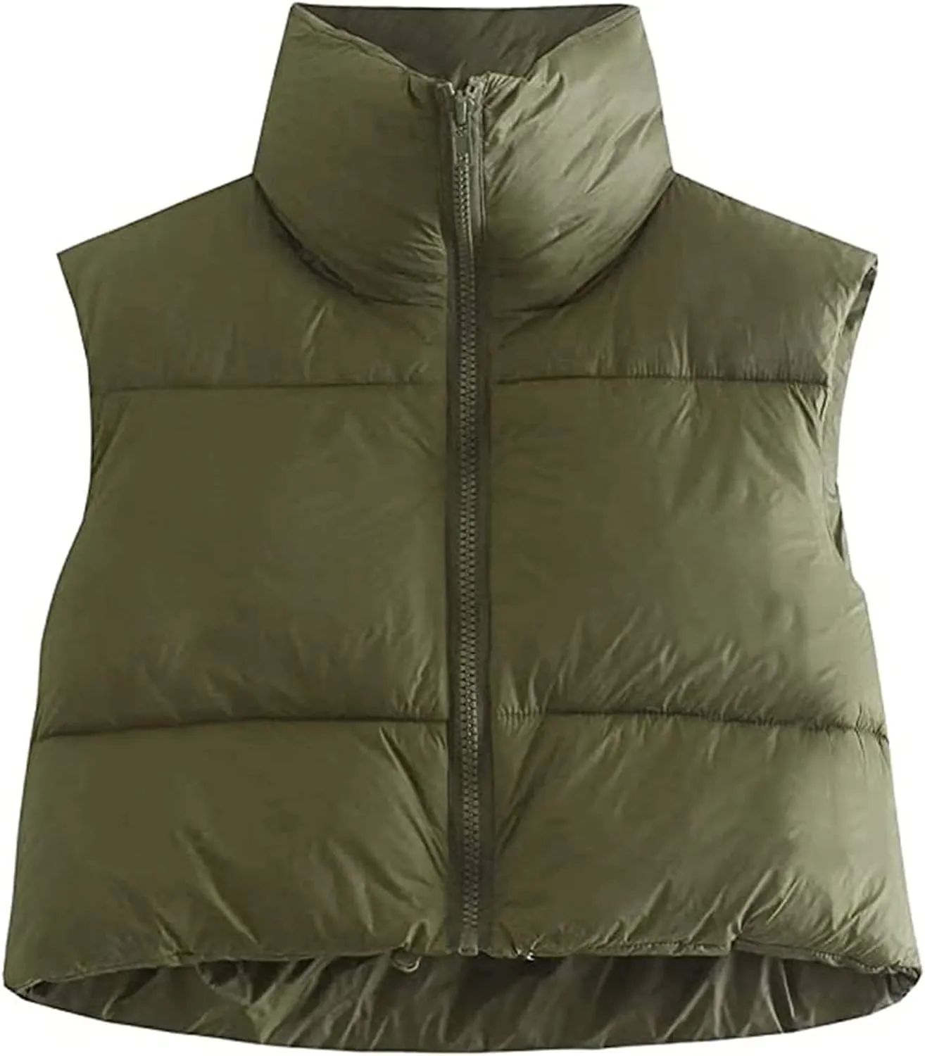 SHIBAOZI Women Girls Cropped Puffer Vest Jackets Casual Zip-up Sleeveless Winter Warm Down Coat