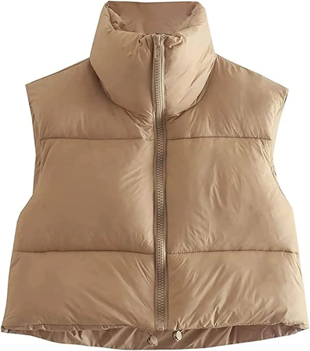 SHIBAOZI Women Girls Cropped Puffer Vest Jackets Casual Zip-up Sleeveless Winter Warm Down Coat