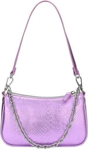 Snakeskin Shoulder Bag for Women, Small 90s Retro Clutch Purse, Mini Trendy Y2K Handbag