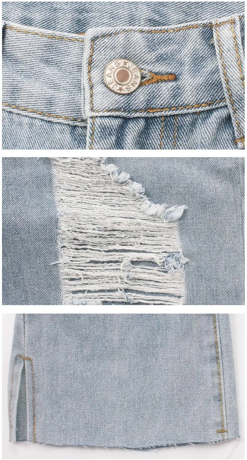 SOMTHRON Women's High Waist Ripped Bell Bottom Jeans Slim Fit Destoryed Flare Denim Pants Distressed Trousers