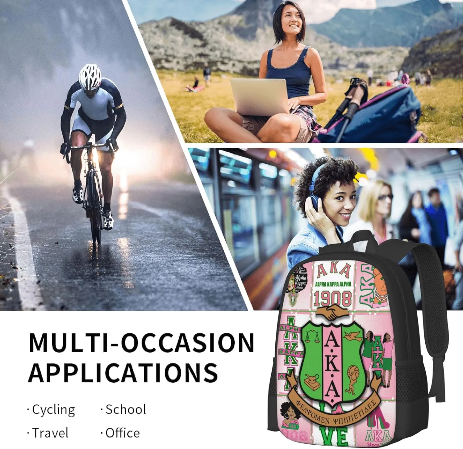 Sorority Multifunctional Backpack Large Travel Backpack for Men Women Computer Work Business Carry on Daypack