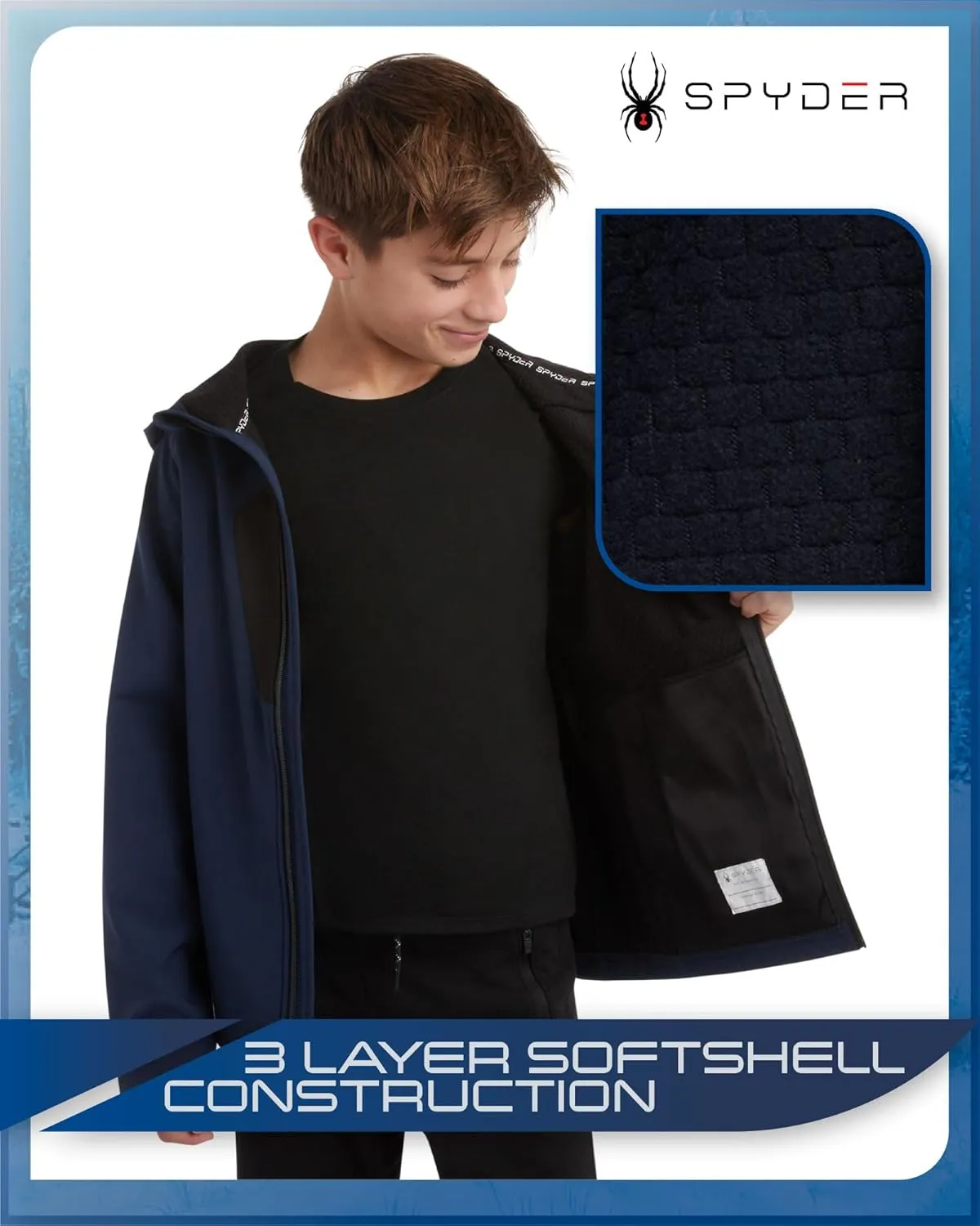 Spyder Boys' Soft Shell Jacket - Lightweight Fleece Lined Water and Wind Resistant Windbreaker Jacket for Boys (Sizes: 8-20)
