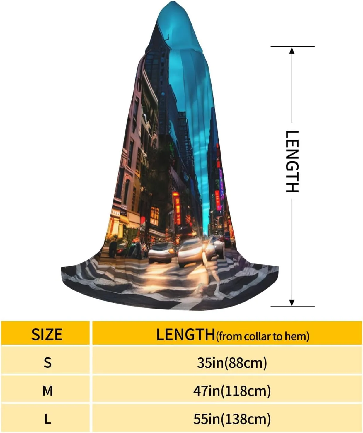 Streets Of New York City Print Unisex Halloween Hooded Cloak Robe Enchantress Adults Wizard Costume Versatile