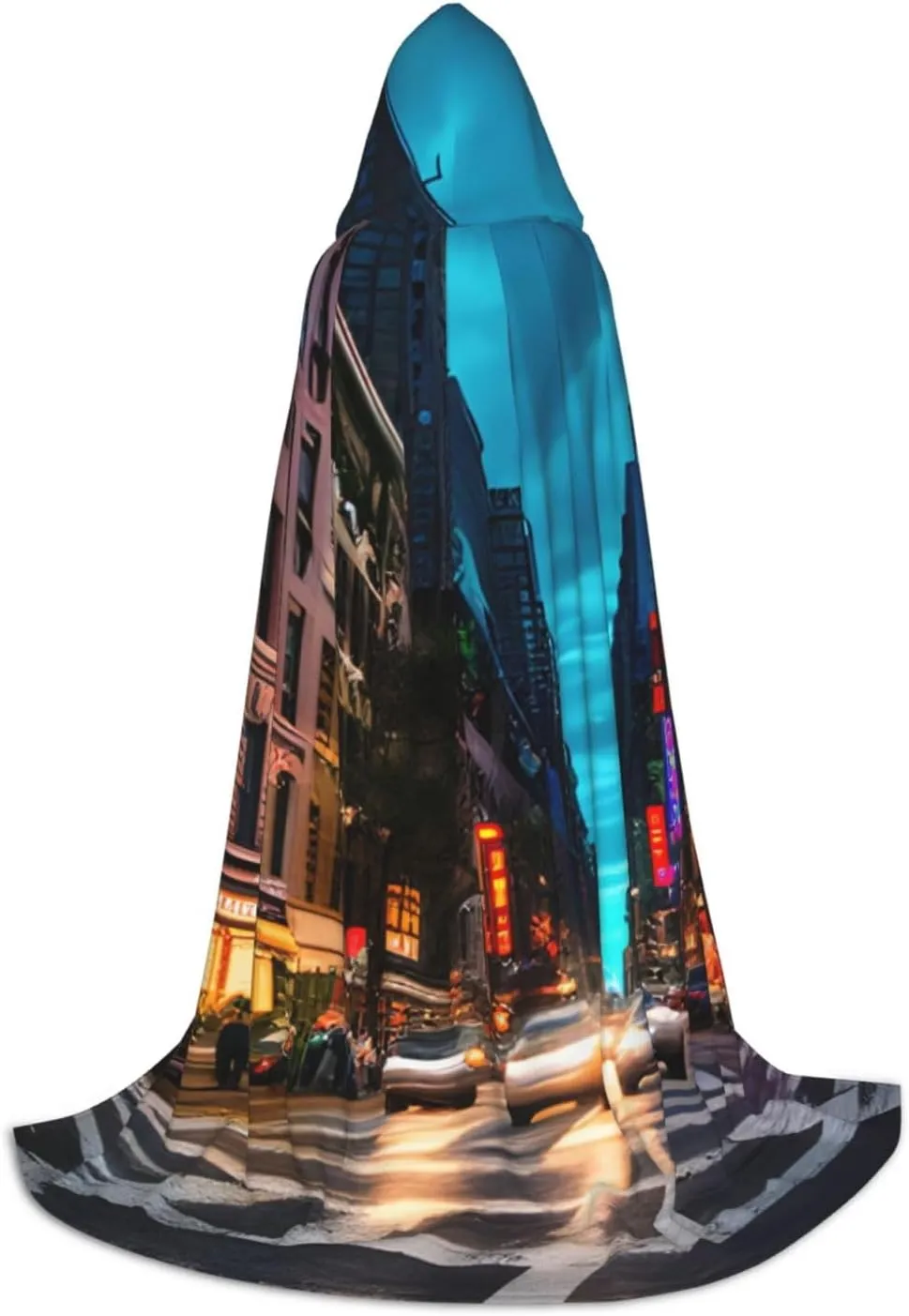 Streets Of New York City Print Unisex Halloween Hooded Cloak Robe Enchantress Adults Wizard Costume Versatile