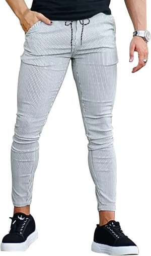 Striped Dress Pants for Men's Casual Daily Thin 2024 Lightweight Business Pants Lounge Slim Fit Work Trousers