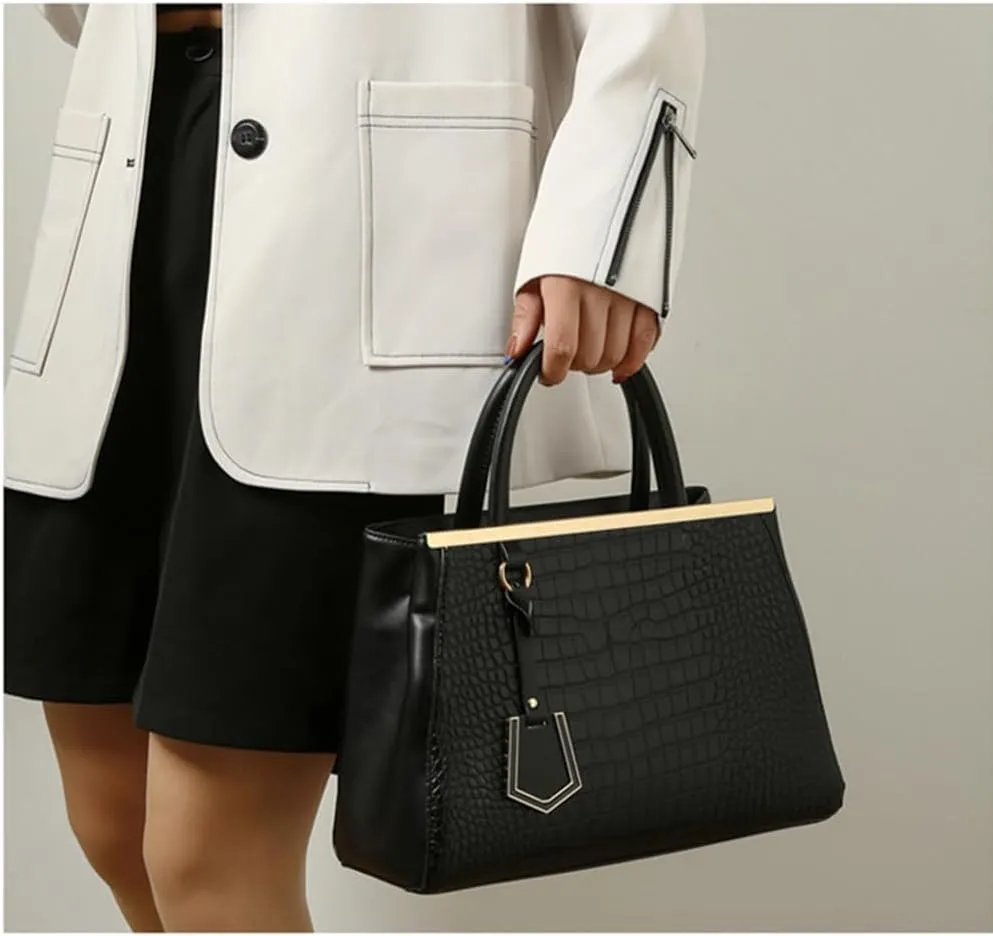 Stylish Crocodile Pattern Leather Handbag for Women - Versatile Top Handle Satchel Purse & Crossbody Bag in Yellow