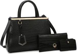 Stylish Crocodile Pattern Leather Handbag for Women - Versatile Top Handle Satchel Purse & Crossbody Bag in Yellow