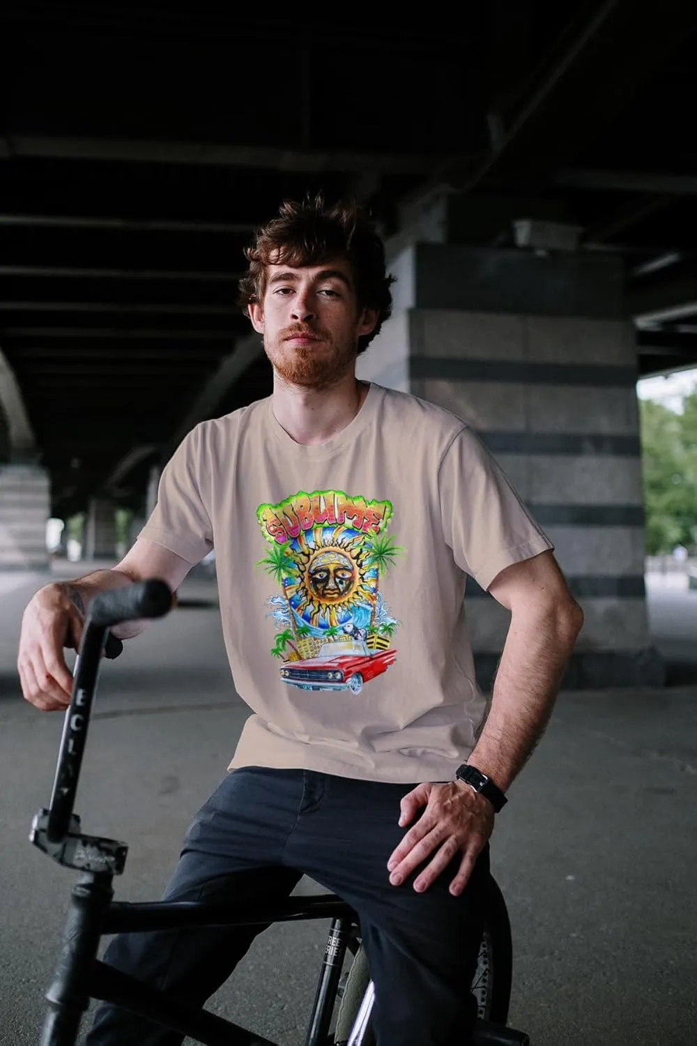 Sublime T Shirt Long Beach CA Adult Natural Short Sleeve 90s Rock Ska Band Vintage Style Graphic Tees