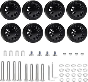 Suitcase Replacement Wheels Kit 50mmx15mm Double Luggage Wheels Black Rubber Suitcase Replacement Wheels for Worn Out Luggage Spinner Dual Wheels Trolley Roller Repair, 8PCS