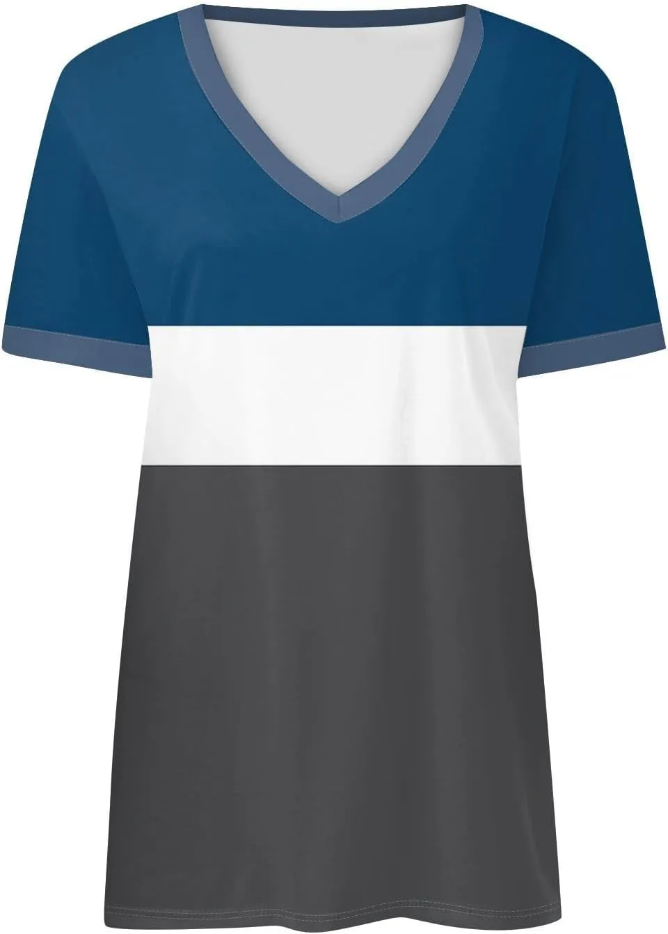 Summer Dresses for Women 2024 Short Sleeve Striped V Neck T Shirts Comfy Fit Daily Going Out Dressy Casual Tops