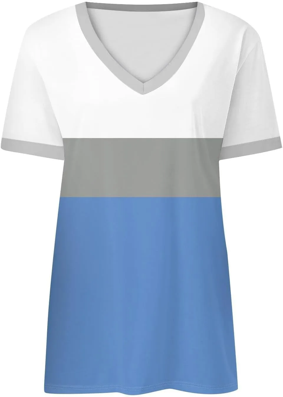 Summer Dresses for Women 2024 Short Sleeve Striped V Neck T Shirts Comfy Fit Daily Going Out Dressy Casual Tops