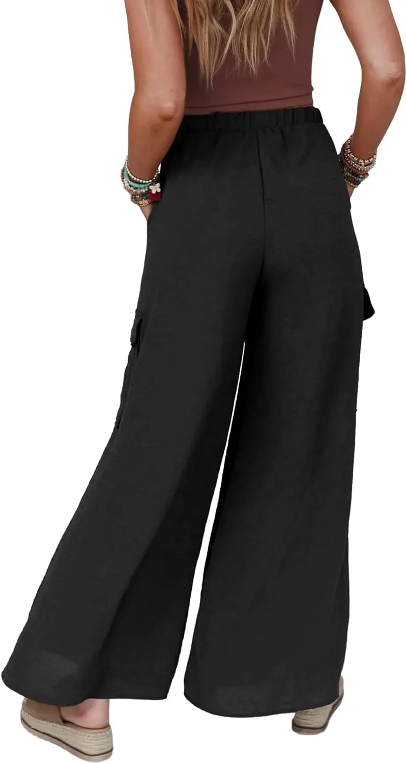SySea Women's Wide Leg Palazzo Pants Casual Elastic High Waist Flowy Loose Pants with Pockets
