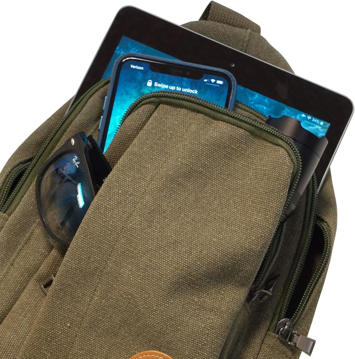 Tahoe Day Pack Sling, Backpack, Travel Pack, Hiking Pack, Army Green