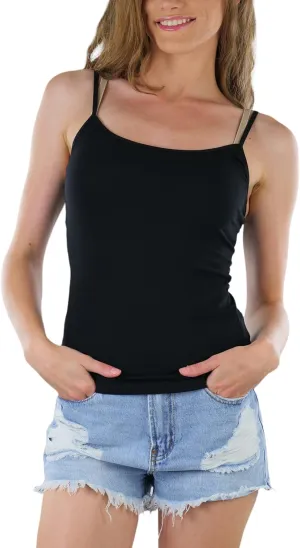 ToBeInStyle Women's Adjustable Spaghetti Strap Cropped Cami Tank