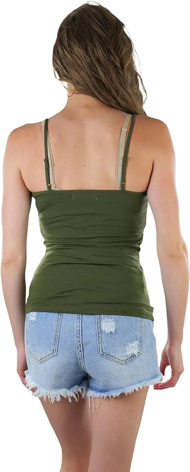 ToBeInStyle Women's Adjustable Spaghetti Strap Cropped Cami with Shelf Bra