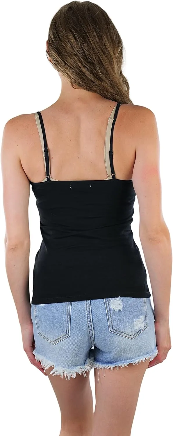 ToBeInStyle Women's Adjustable Spaghetti Strap Cropped Cami with Shelf Bra