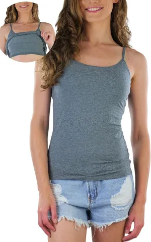 ToBeInStyle Women's Adjustable Spaghetti Strap Cropped Cami with Shelf Bra