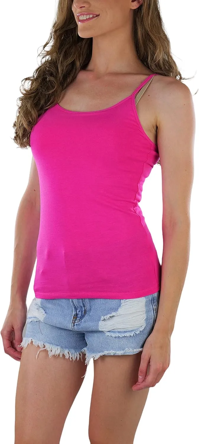 ToBeInStyle Women's Adjustable Spaghetti Strap Cropped Cami with Shelf Bra
