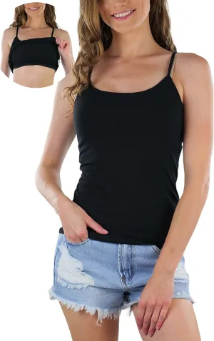 ToBeInStyle Women's Adjustable Spaghetti Strap Cropped Cami with Shelf Bra