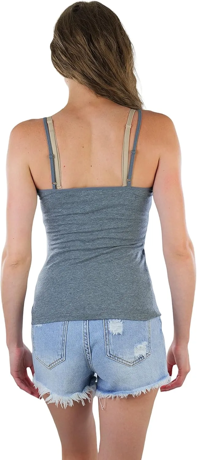 ToBeInStyle Women's Adjustable Spaghetti Strap Cropped Cami with Shelf Bra