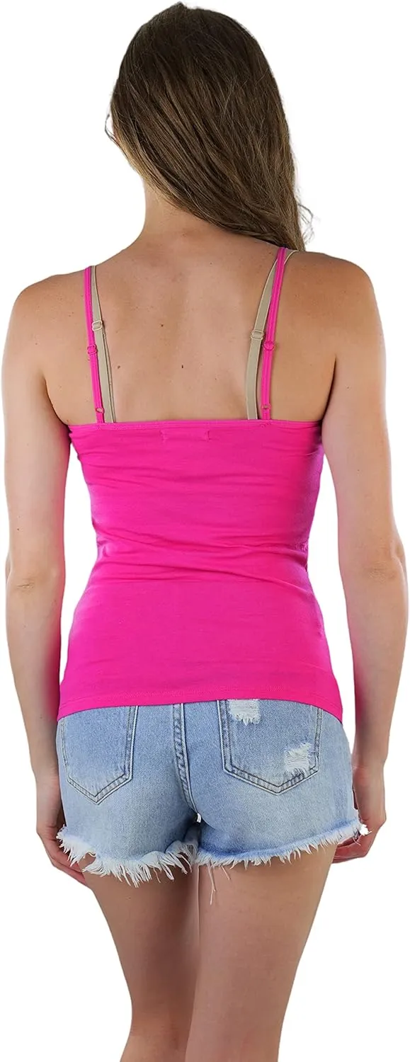 ToBeInStyle Women's Adjustable Spaghetti Strap Cropped Cami with Shelf Bra