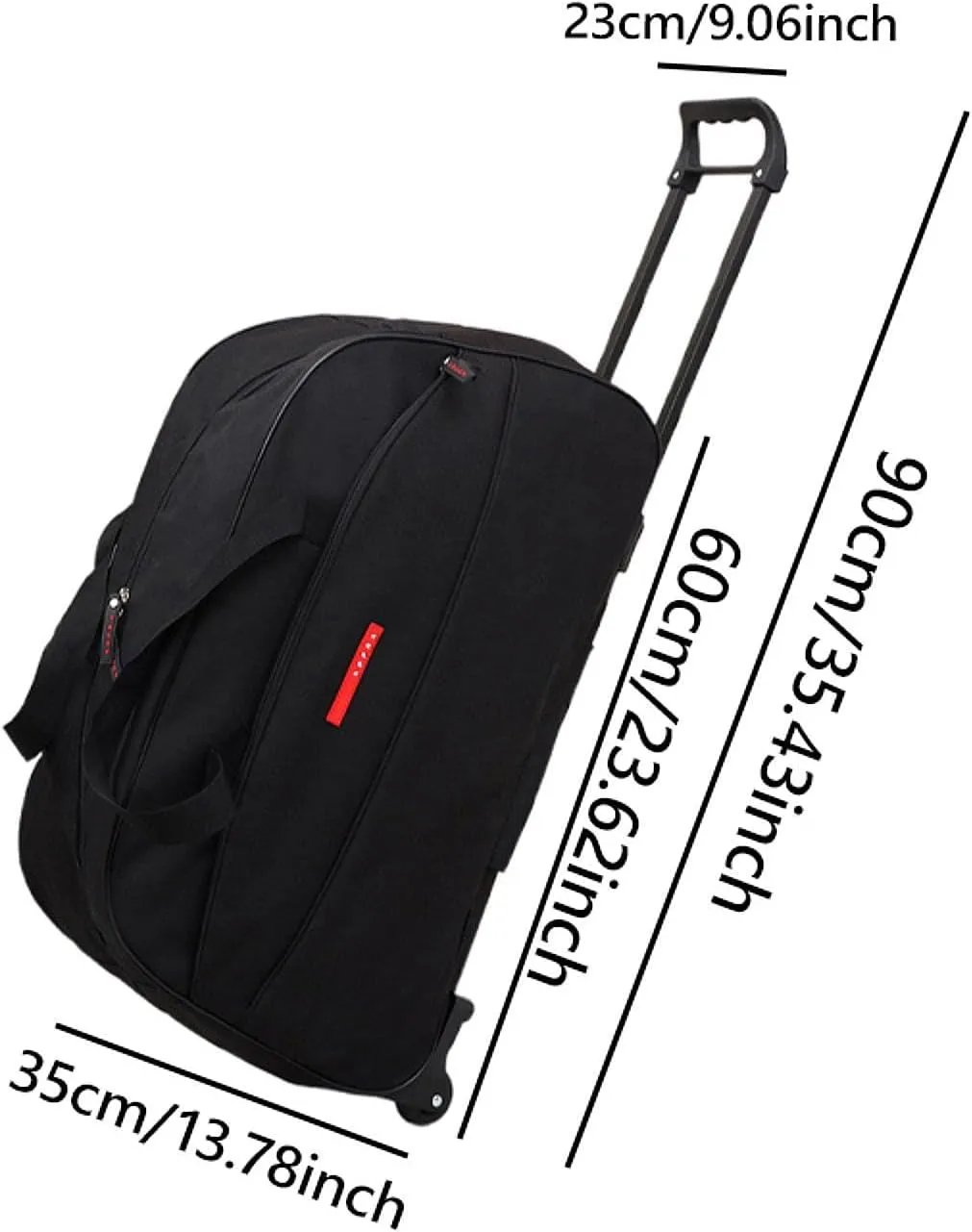 Travel Bag with Wheels, Foldable Garment Bag for Outdoor Travel, Business Trip, Black