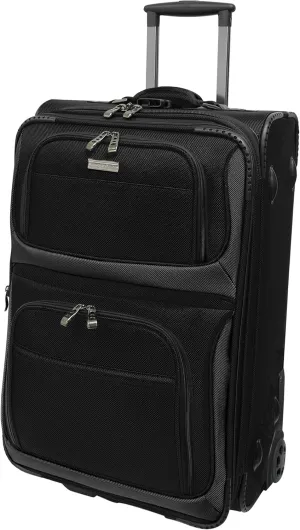 Traveler's Choice Conventional II Expandable Rugged Rollaboard Luggage, Black, Carry-on 21-Inch