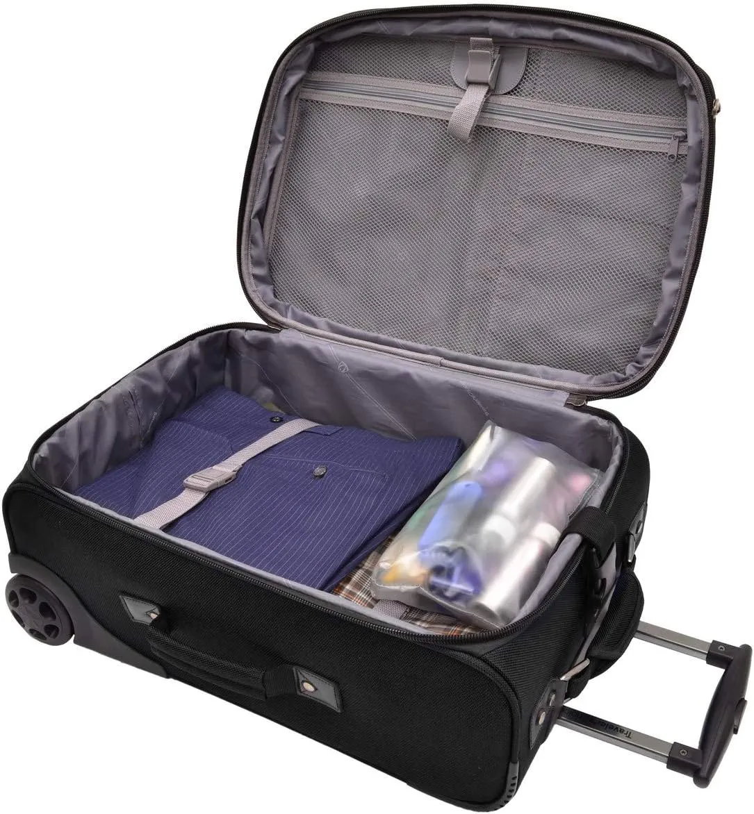 Traveler's Choice Conventional II Expandable Rugged Rollaboard Luggage, Black, Carry-on 21-Inch