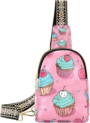 Trendy Cartoon Cupcake small fanny packs leather brown leather fanny pack for hiking