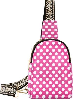 trendy Peach Polka Dot leather fanny pack waterproof shoulder fanny pack for day pack