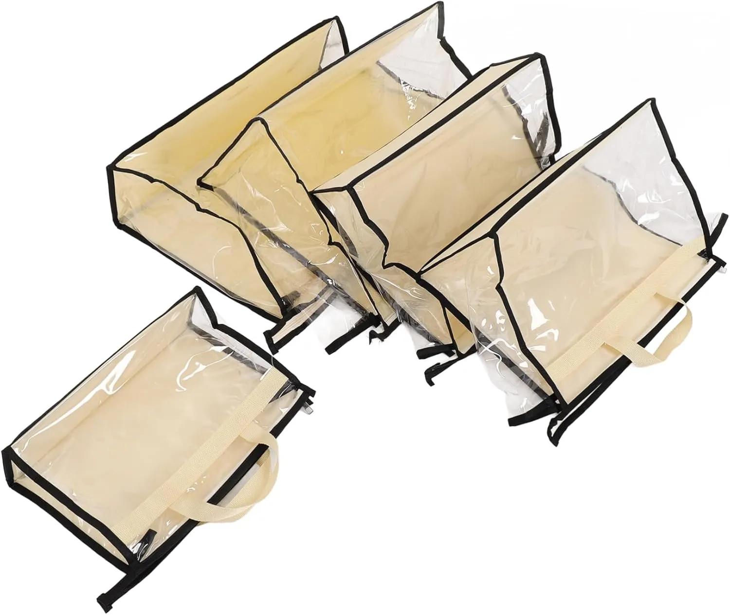 Uonlytech 5pcs Transparent Pvc Dustproof Storage Bags Organizers for Handbags s m l Xl Xxl Purse Covers Hanging Storage