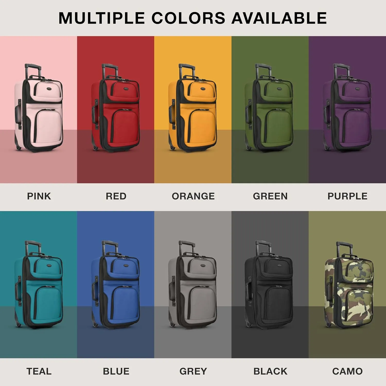 U.S. Traveler Rio Rugged Fabric Expandable Carry-on Luggage, Grey, Set