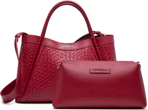 Vegan Leather Tote Bag for Women, Hobo Shoulder Bag, Crossbody Handbag with Matching Purse, Stylish Versatile