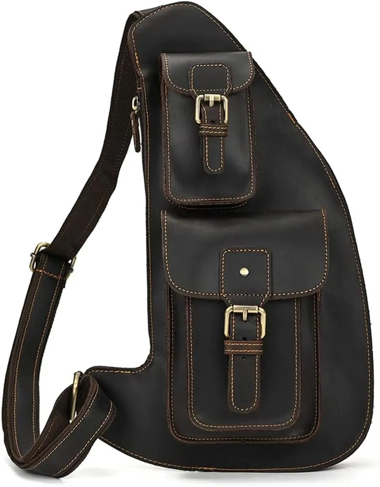 Vintage Chest Bag Large Capacity Crossbody Bag Outdoor Shoulder Bag Backpack(D)