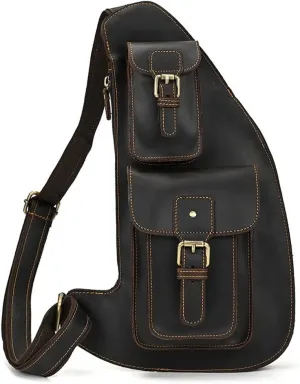 Vintage Chest Bag Large Capacity Crossbody Bag Outdoor Shoulder Bag Backpack(D)