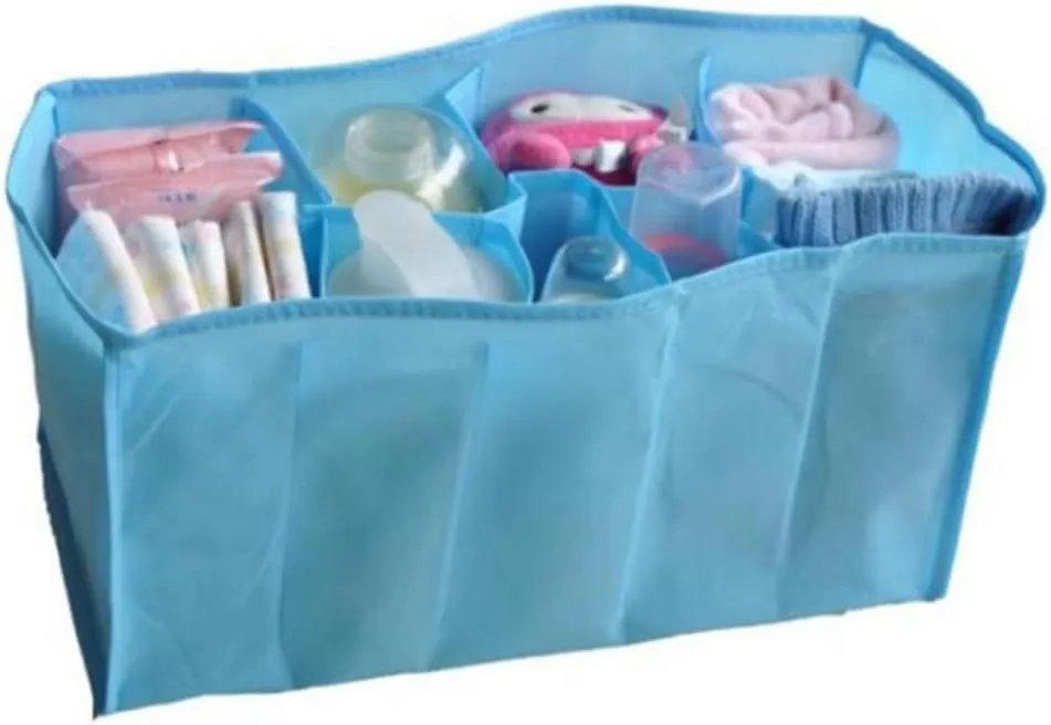 VOSAREA Multi Compartment Diaper Bag Organizer Blue Portable Mommy Diaper Bag for Essentials The Go Storage