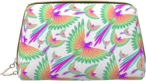 VOSERY Makeup Bag, Cosmetic Bags Travel Toiletry Bag for Women, Large Capacity Makeup Bag Organizer, Colorful Flying Parrot Cute Make up Bag, Cute Makeup Pouch, Waterproof Leather Makeup Case