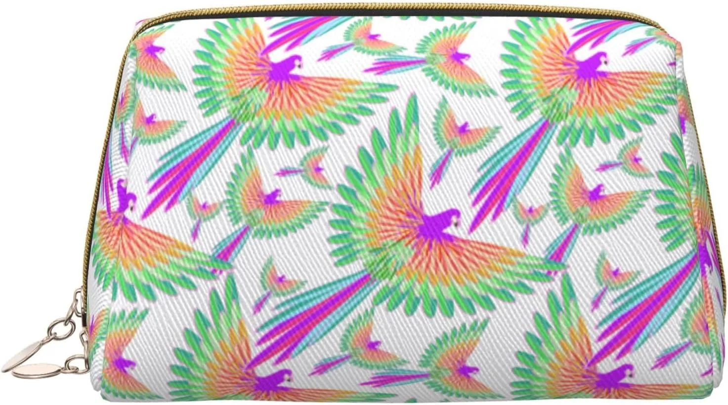 VOSERY Makeup Bag, Cosmetic Bags Travel Toiletry Bag for Women, Large Capacity Makeup Bag Organizer, Colorful Flying Parrot Cute Make up Bag, Cute Makeup Pouch, Waterproof Leather Makeup Case