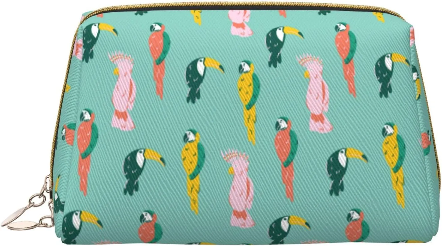 VOSERY Makeup Bag, Cosmetic Bags Travel Toiletry Bag for Women, Large Capacity Makeup Bag Organizer, Cute Macaw Cockatoo Toucan Make up Bag, Cute Makeup Pouch, Waterproof Leather Makeup Case