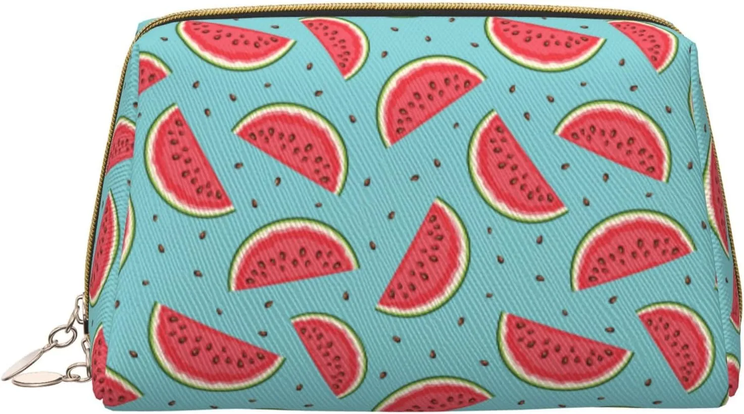 VOSERY Makeup Bag, Cosmetic Bags Travel Toiletry Bag for Women, Large Capacity Makeup Bag Organizer, Cute Watermelon Turquoise Make up Bag, Cute Makeup Pouch, Waterproof Leather Makeup Case