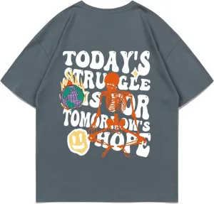 Weiyuqi Oversized Graphic Tshirt for Men Letter Print Vintage T Shirt Tees Casual Loose Fit Retro Streetwear Shirts Tops