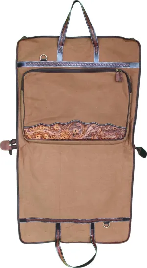 Western Canvas Antique Floral Tooled Travel Carry Garment Storage Bag 32SK04