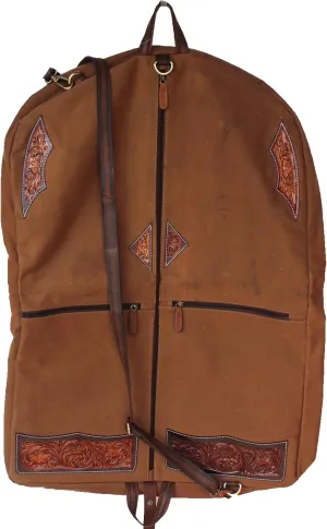 Western Tan Canvas Floral Tooled Travel Carry Garment Storage Bag 32SKGarment Bag