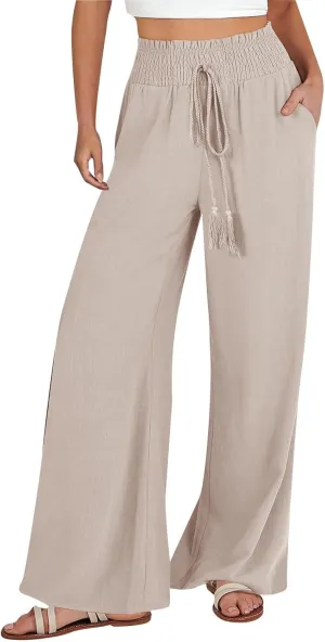 Wide Leg Pants for Women Winter Slim Work Sweatpants with Pockets Barrel Pants Fleece Lined