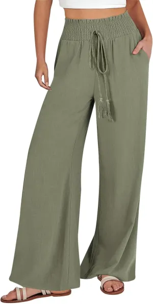 Wide Leg Pants for Women Winter Slim Work Sweatpants with Pockets Barrel Pants Fleece Lined