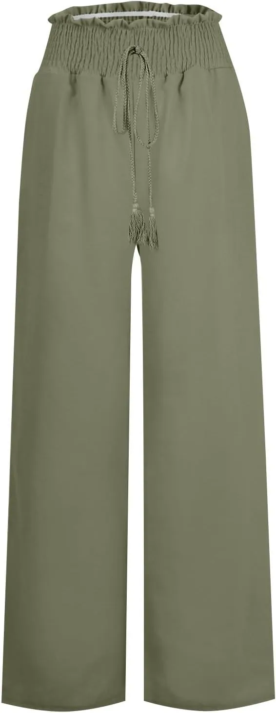 Wide Leg Pants for Women Winter Slim Work Sweatpants with Pockets Barrel Pants Fleece Lined