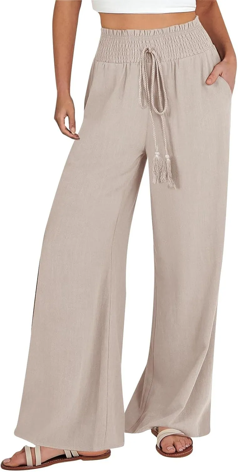 Wide Leg Pants for Women Winter Slim Work Sweatpants with Pockets Barrel Pants Fleece Lined
