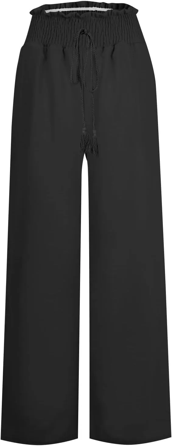 Wide Leg Pants for Women Winter Slim Work Sweatpants with Pockets Barrel Pants Fleece Lined
