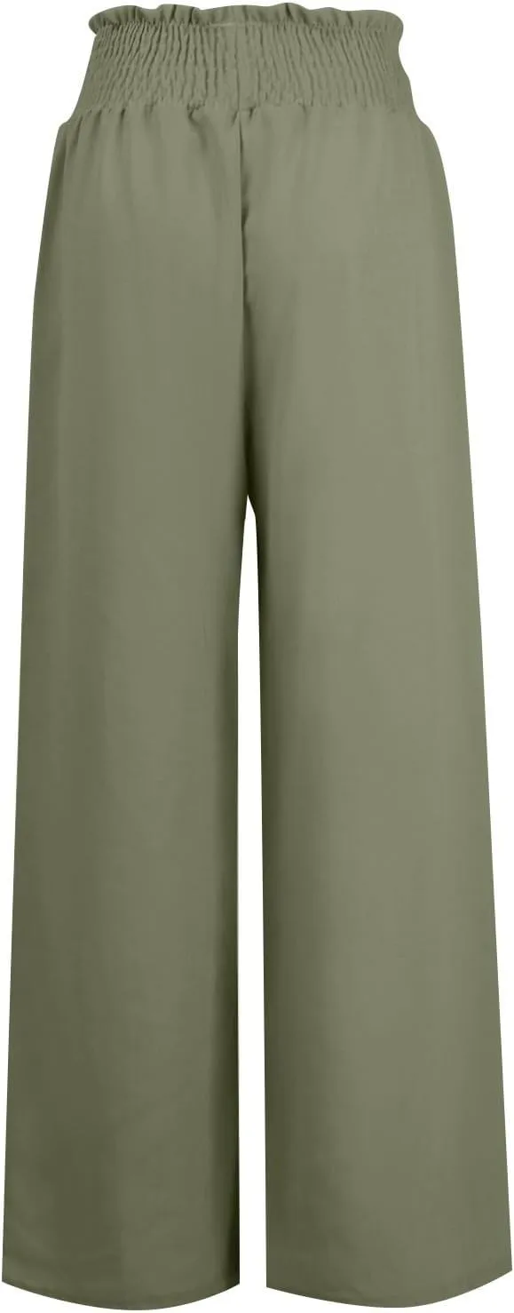 Wide Leg Pants for Women Winter Slim Work Sweatpants with Pockets Barrel Pants Fleece Lined